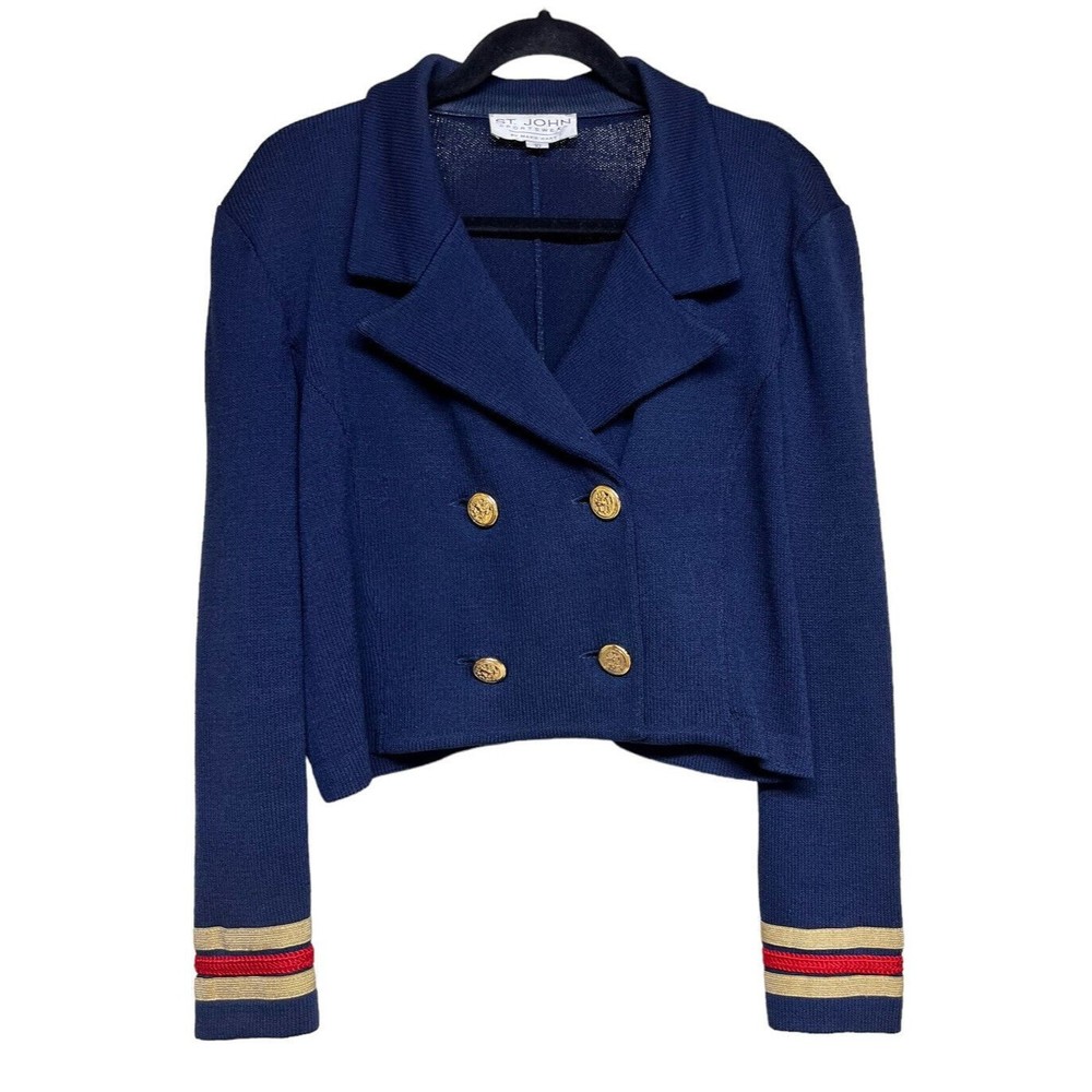 St. John‎ Sportswear Knit Blazer Jacket Navy Blue Women’s Size 10
